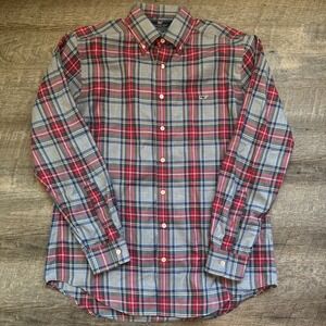 Vineyard Vines Mens Performance Slim Fit Tucker Shirt Plaid Red Blue Size Medium